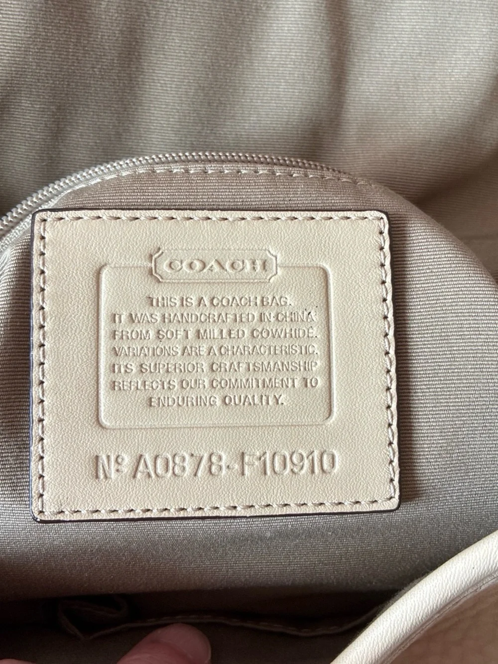 Cream Leather Shoulder Bag
